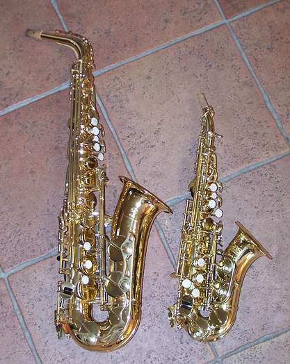 Saxophone à louer : sax soprano courbe (petites mains, modèle enfant), saxo soprano droit, saxo alto, sax ténor